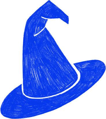 blue witch hat PNG, SVG