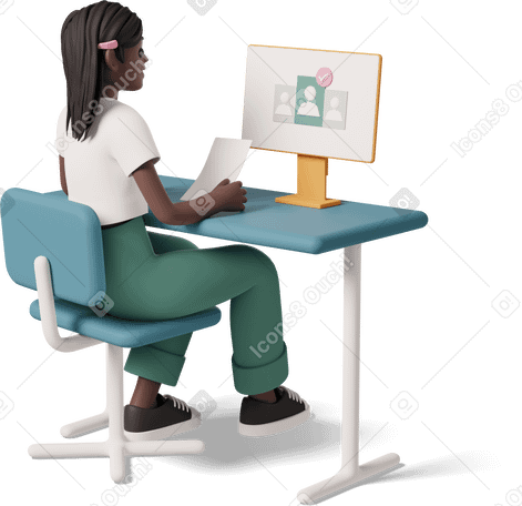 3D recruiter having an online job interview PNG, SVG
