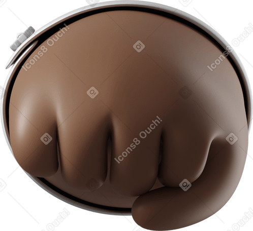 3D Вид спереди кулака темно-коричневой кожи в PNG, SVG