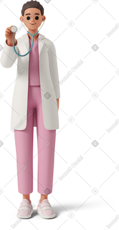 3D female doctor with stethoscope PNG, SVG