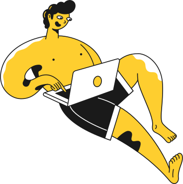 Лежащий мальчик с ноутбуком в PNG, SVG