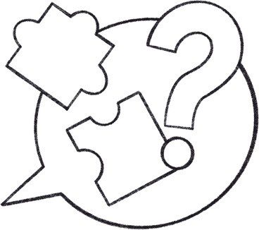 speech bubble with puzzles and a question PNG, SVG