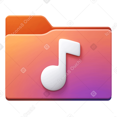 3D music folder Illustration in PNG, SVG