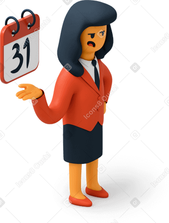 3D Close up of woman with calendar reminder Illustration in PNG, SVG