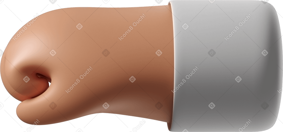 3D Puño de una mano de piel bronceada girada a la izquierda PNG, SVG