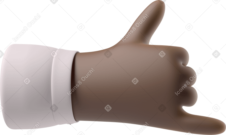 3D Black skin hand showing call me sign PNG, SVG