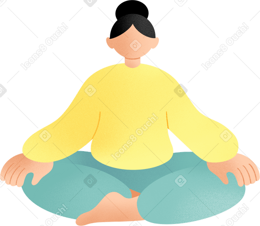 young woman sitting in lotus position PNG、SVG