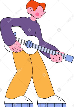 man holding a guitar Illustration in PNG, SVG