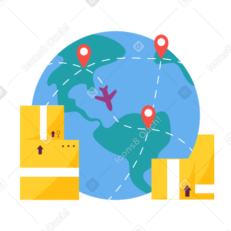 Worldwide delivery logistics Illustration in PNG, SVG