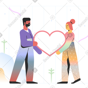 A couple holding a heart PNG, SVG