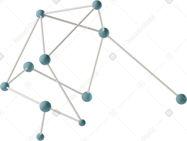 3D molecule with blue atoms Illustration in PNG, SVG
