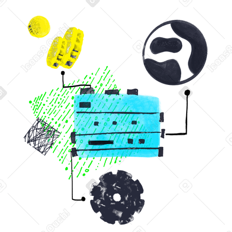Abstract blockchain scheme with gears an planet PNG, SVG