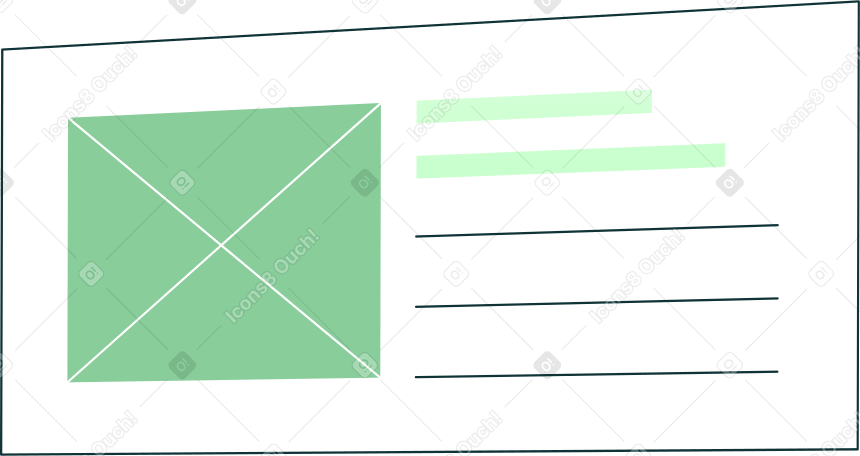 turned white rectangle with picture and text PNG, SVG
