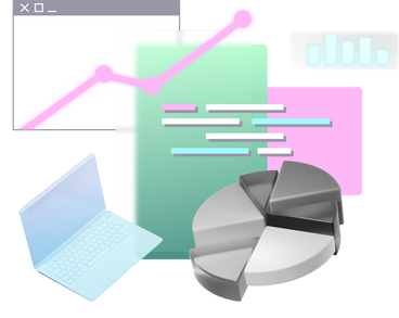 Data analytics with pie chart and line graph PNG, SVG