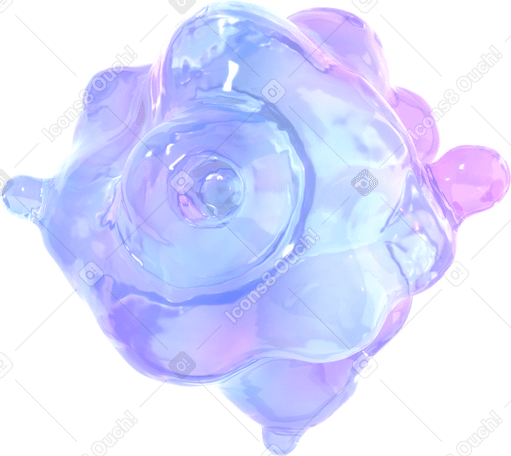 3D Flor líquida com gotículas iridescentes PNG, SVG