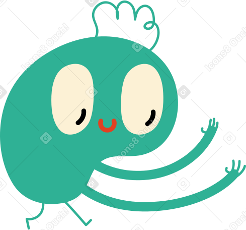 green character with bangs Illustration in PNG, SVG