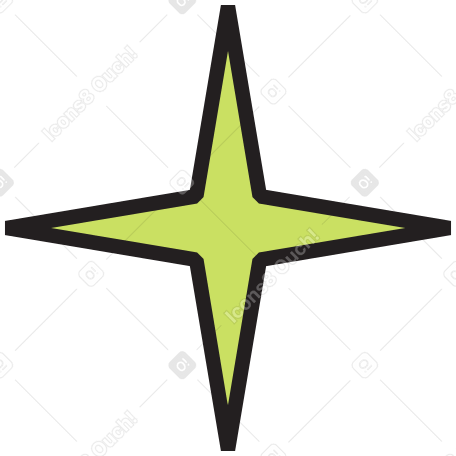 green four pointed star PNG, SVG