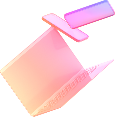 Laptop and two gradient smartphones PNG, SVG