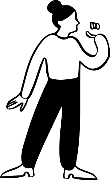 Женщина стоит и держит что-то в руке в PNG, SVG
