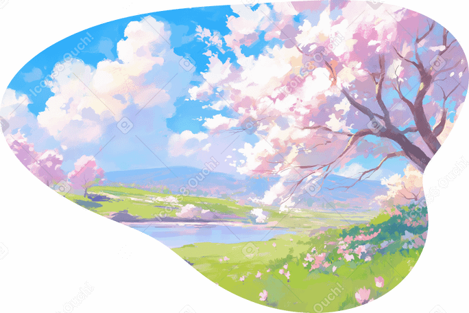 spring background with sakura PNG, SVG