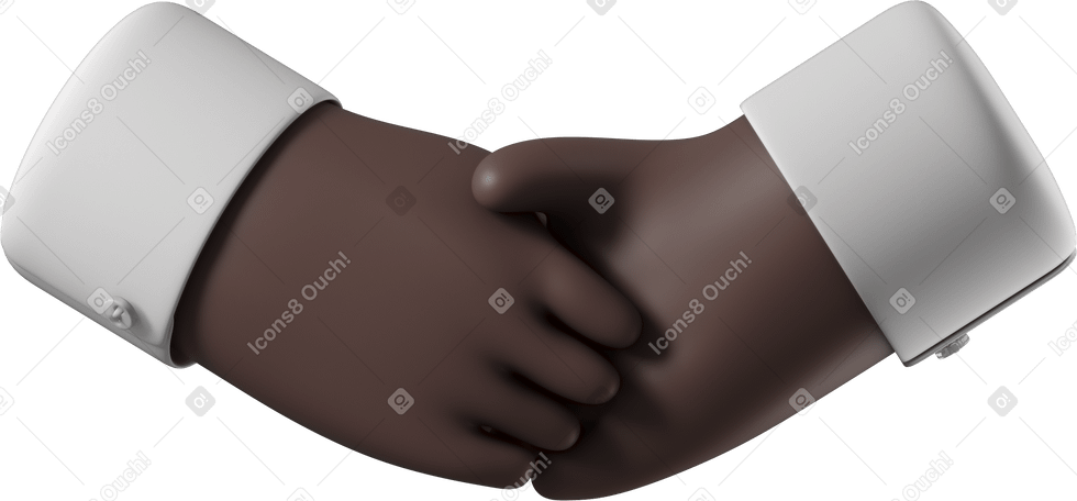 3D Handshake of black skin hands Illustration in PNG, SVG
