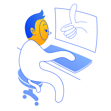 Personaggio che alza il pollice nel computer PNG, SVG