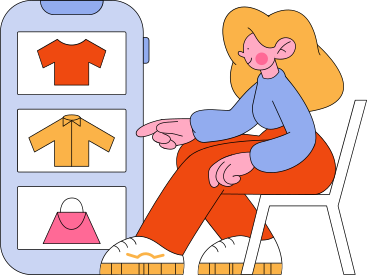 Woman scrolling through a catalog animated illustration in GIF, Lottie (JSON), AE