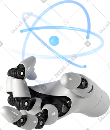 3D robot hand with atom PNG, SVG