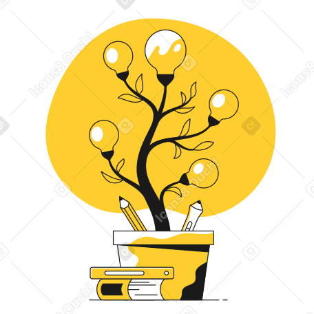 Creativity tree with light bulbs PNG, SVG