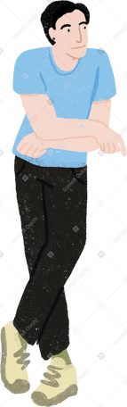 man standing while leaning on something with his arms crossed PNG, SVG
