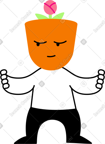 Character with a flowerpot head PNG, SVG