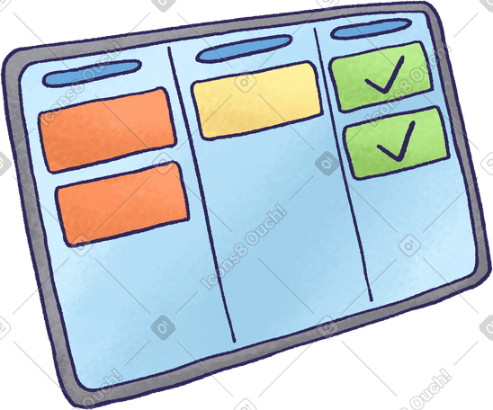 tablet with kanban board PNG, SVG