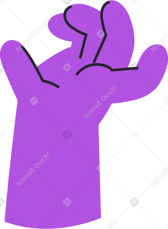 Темно-фиолетовая рука зомби в PNG, SVG