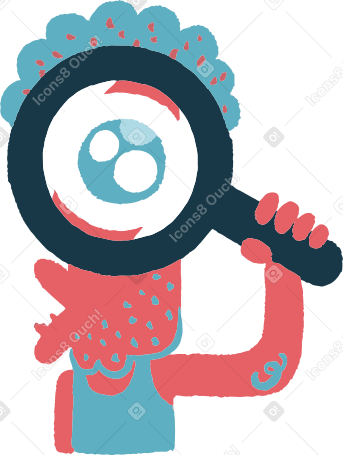 looking through magnifying glass Illustration in PNG, SVG