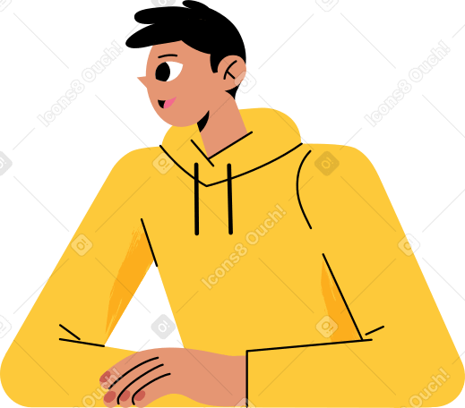 man looks away and smiles Illustration in PNG, SVG