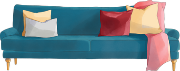sofa with pillows PNG, SVG