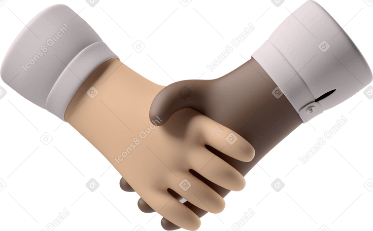 3D Handshake of pale skin and black skin hands PNG, SVG