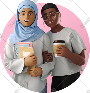 Young women with coffee and notebooks PNG, SVG