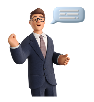 Excited businessman in a conversation PNG, SVG