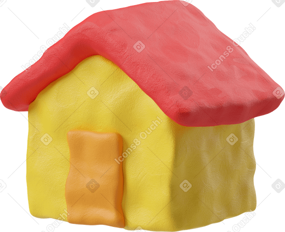 3D Three-quarter view of a little yellow home icon PNG, SVG