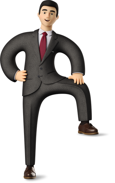 businessman in black suit leaning with one leg PNG、SVG