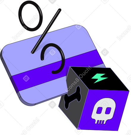 bank card and cube with halloween symbols PNG, SVG