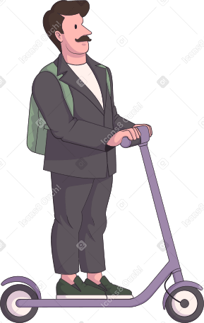man in a suit with a backpack Illustration in PNG, SVG