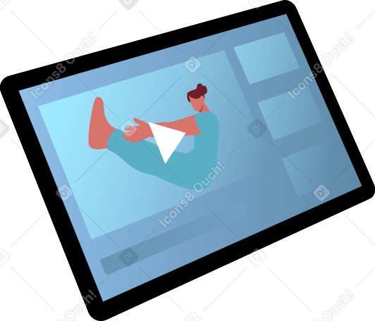 Планшет с видеоуроком йоги на экране в PNG, SVG