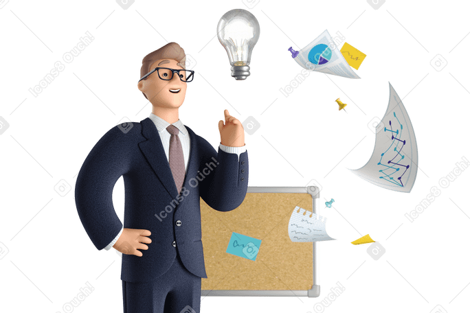 3D Businessman generated a new great idea PNG, SVG