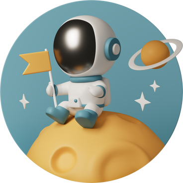 Cute astronaut sitting with flag PNG, SVG