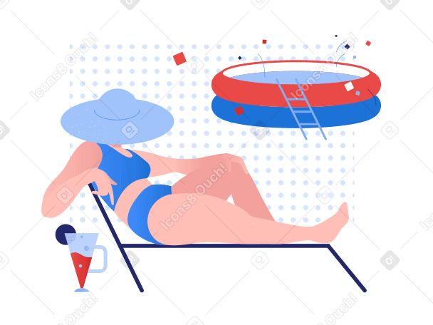 Chilling near the swimming pool Illustration in PNG, SVG