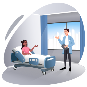 Doctor in a room with a patient PNG, SVG