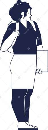 student girl with afro hair with backpack folder in her hands Illustration in PNG, SVG