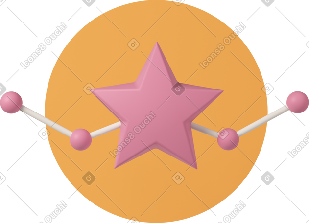 3D line graph with star PNG, SVG